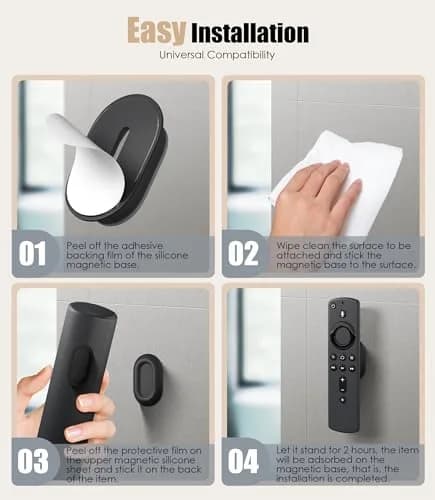 Nearockle Magnetic Remote Control Holder Wall Mount for TV/Fan, 5-Pack Black | Strong N52 Magnet Adsorption thumbnail 5
