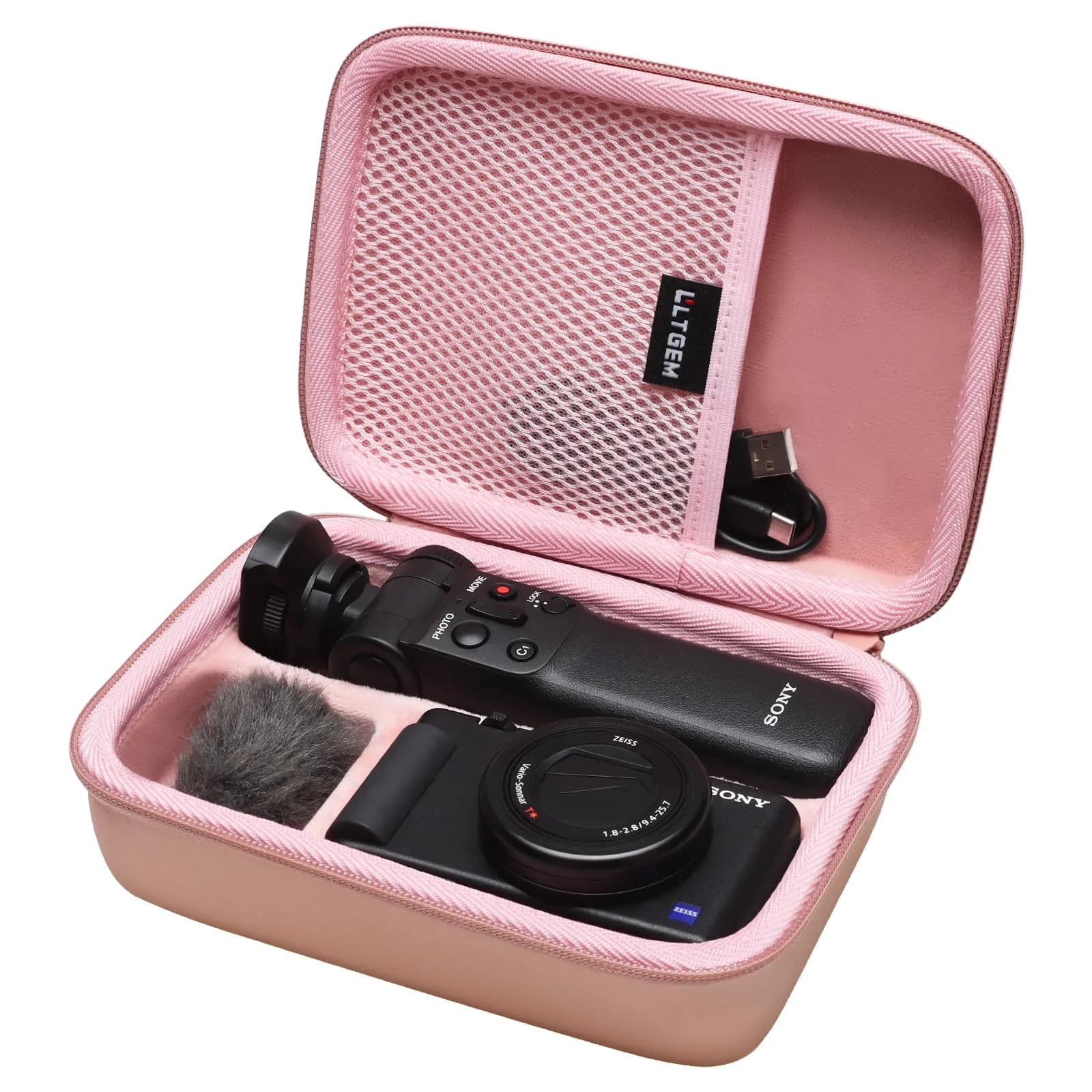 L LTGEM Camera Case for Sony ZV-1F/ZV-1/ZV-1 II | Shockproof & Water-Resistant Rose Gold