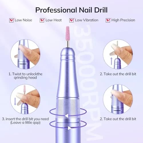 Lavinda Professional Nail Drill 35000 RPM Cordless Efile | Smooth Aluminum Alloy Handpiece thumbnail 7