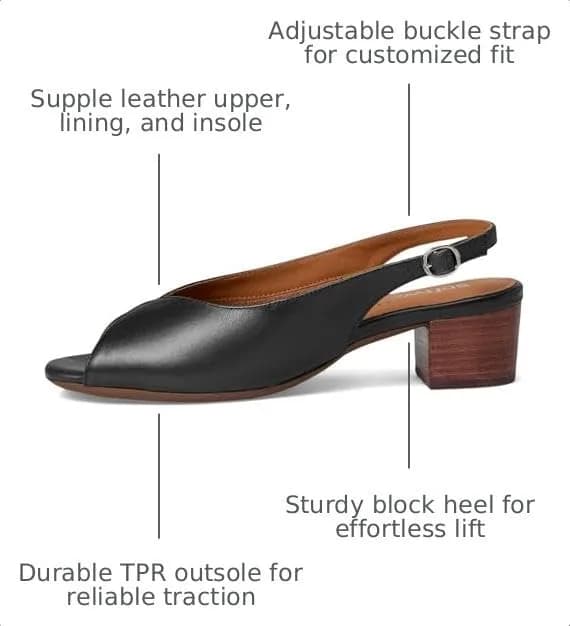 SoftWalk Lakewood Sandal Navy 12 Medium | Leather Dressy Heel with Adjustable Buckle thumbnail 3