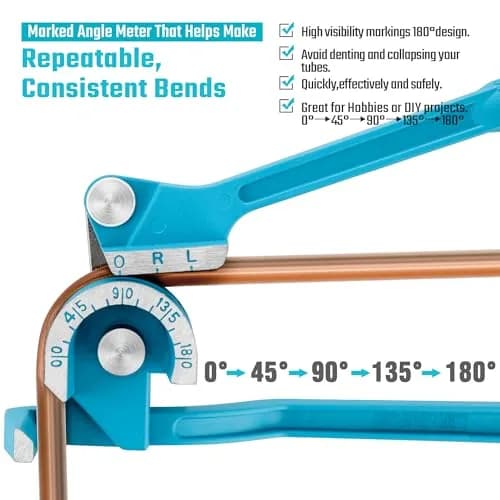 DURATECH 180 Degree Tubing Bender, 3-IN-1 Pipe Bender | Lightweight Aluminum for Copper, Brass, Aluminum & Steel Pipes thumbnail 4