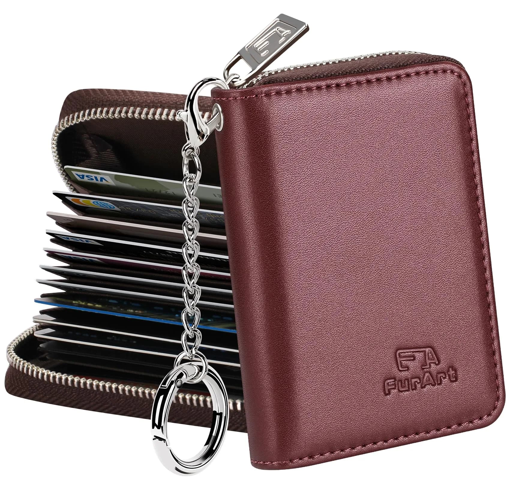 FurArt RFID Blocking Zipper Wallet for Women with Keychain | 11 cm (4.3 in) x 8 cm (3 in) x 1 cm (0.4 in)