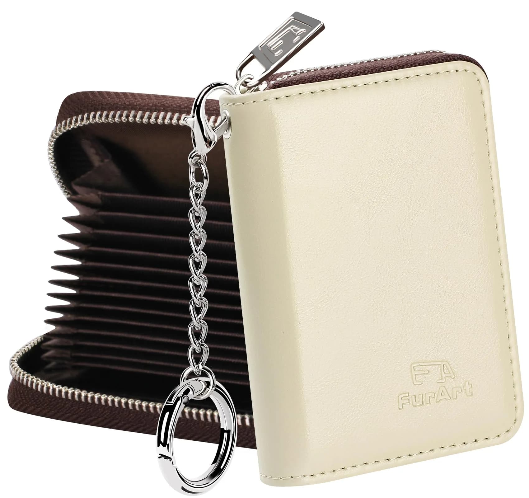 FurArt RFID Blocking Zipper Wallet for Women with Keychain | 11 cm (4.3") x 8 cm (3") x 3 cm (1.1")