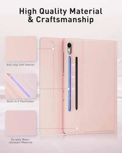 TUNKARMOR Pink Keyboard Case with Mouse for Samsung Galaxy Tab S9 FE/S9/S8/S7 10.9"/11" | Built-in Pencil Holder thumbnail 6