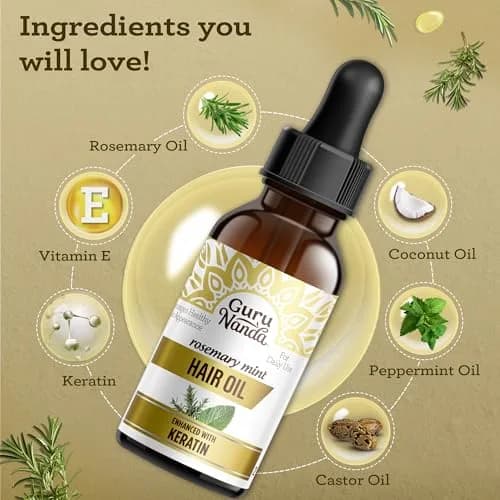 GuruNanda Rosemary Mint Hair Growth Oil 60ml (2 Fl Oz) | Stimulates Scalp for Stronger, Shinier Hair thumbnail 2