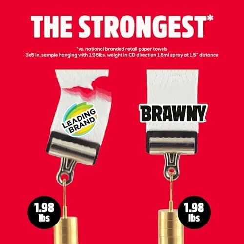 Brawny Tear-A-Square 3-Ply Paper Towels, 8 Triple Rolls | Strong & Absorbent for Tough Messes thumbnail 5