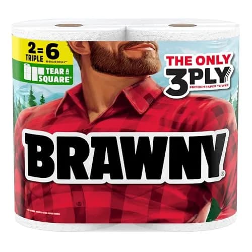 Brawny Tear-A-Square 3-Ply Paper Towels | Strong, Absorbent, Versatile thumbnail 1