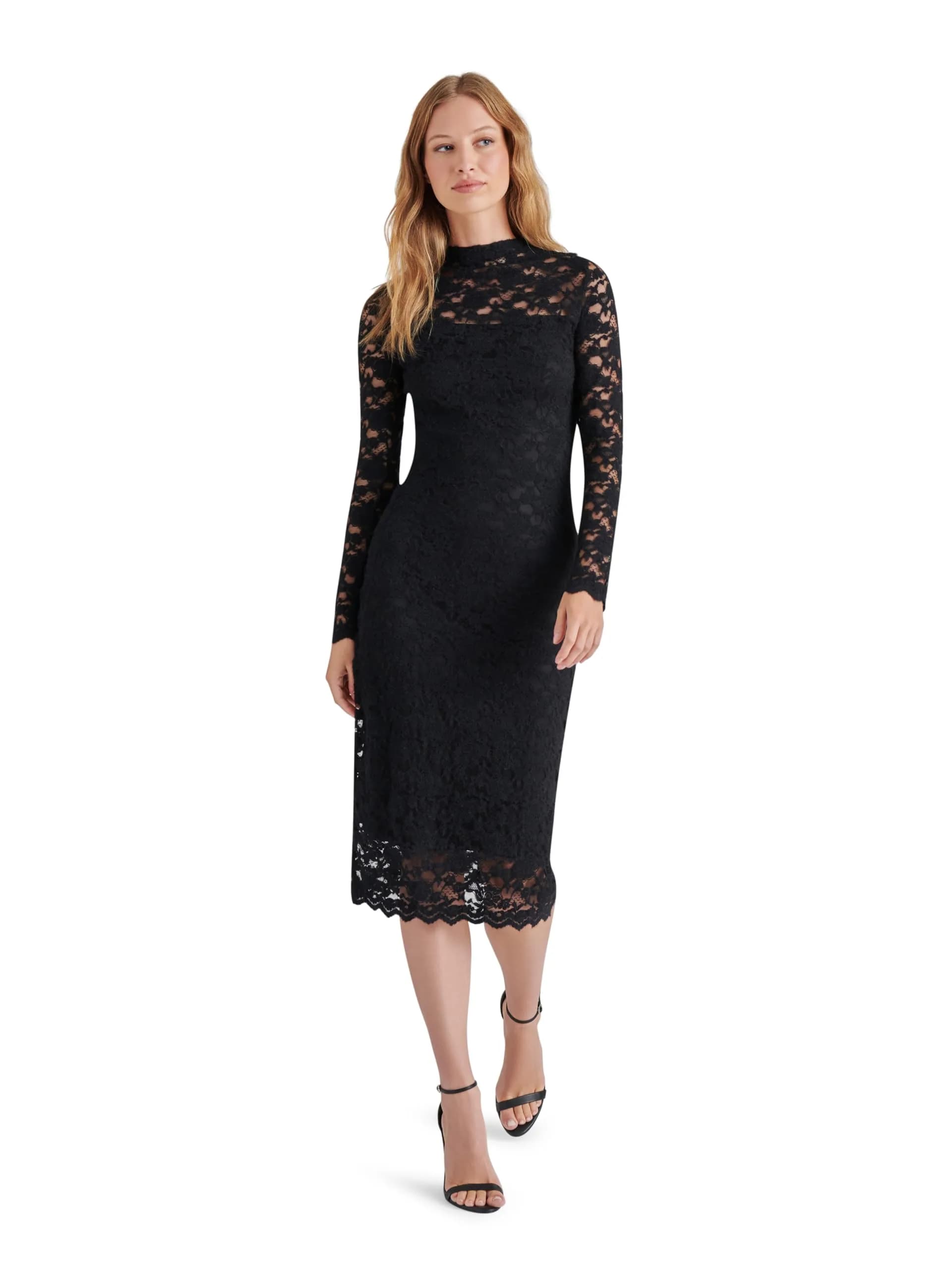 Steve Madden Vivienne Dress, Black, Small | Psychedelic Dreams Mesh Midi - main product image