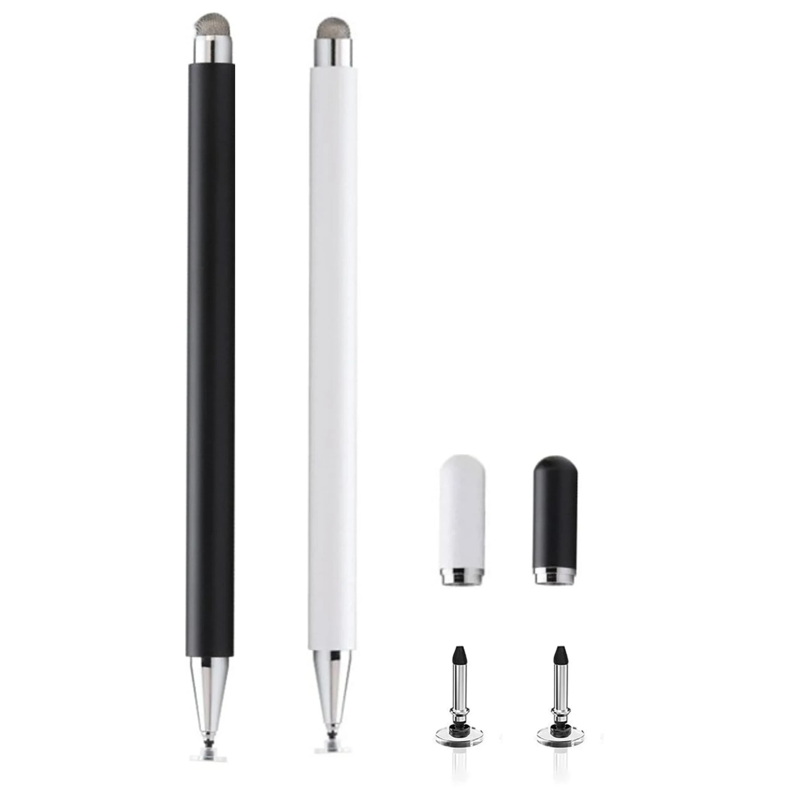 fllynewrite 3-in-1 Stylus Pen for Samsung Galaxy Tab A9+/A9/A8/A7/A7 Lite, iPad Pro/iPhone/Fire/Surface | Universal Touchscreen Input Pen (Black) — Black+White