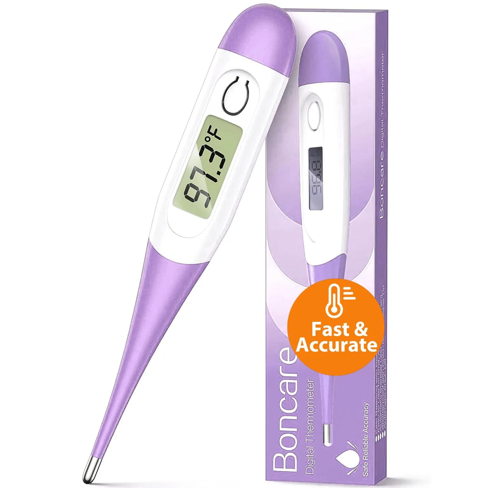 Boncare Digital Oral Thermometer for Adults & Kids, Light Blue | Fast & Accurate 10-Second Reading — Purple
