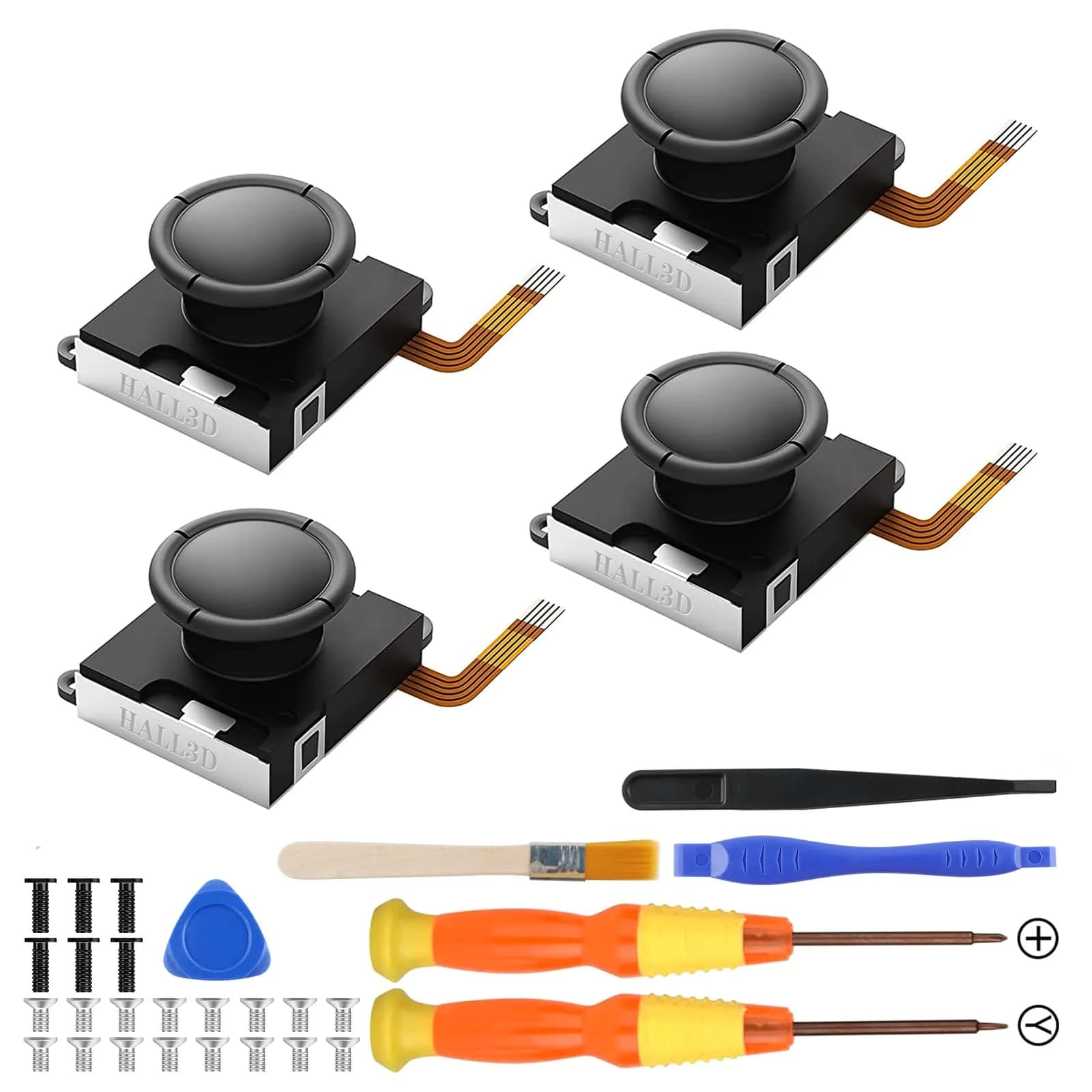BRONAL TMR Hall Effect Joystick Replacement for Switch JoyCon (4-Pack, Black 2 pairs) | Precision Anti-Drift Repair Kit - main product image