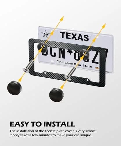 SCUARI Carbon Fiber License Plate Frames (2-Pack, 12.2" x 6.3" / 31cm x 16cm) | Universal Fit for US & Canadian Plates thumbnail 5