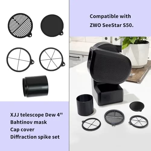 XJJ Dew Shield Combination with Bahtinov Mask & Diffraction Spikes for ZWO SeeStar S50 Telescope thumbnail 2