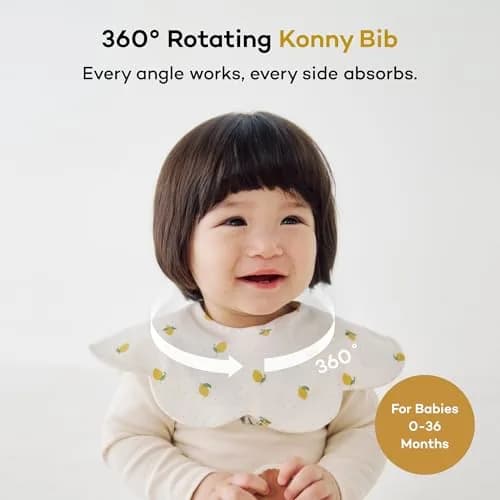 Konny 360° Rotating Drooling Baby Bibs for Boys and Girls, Super Absorbent Quick Dry (5-Pack, Multi) thumbnail 2