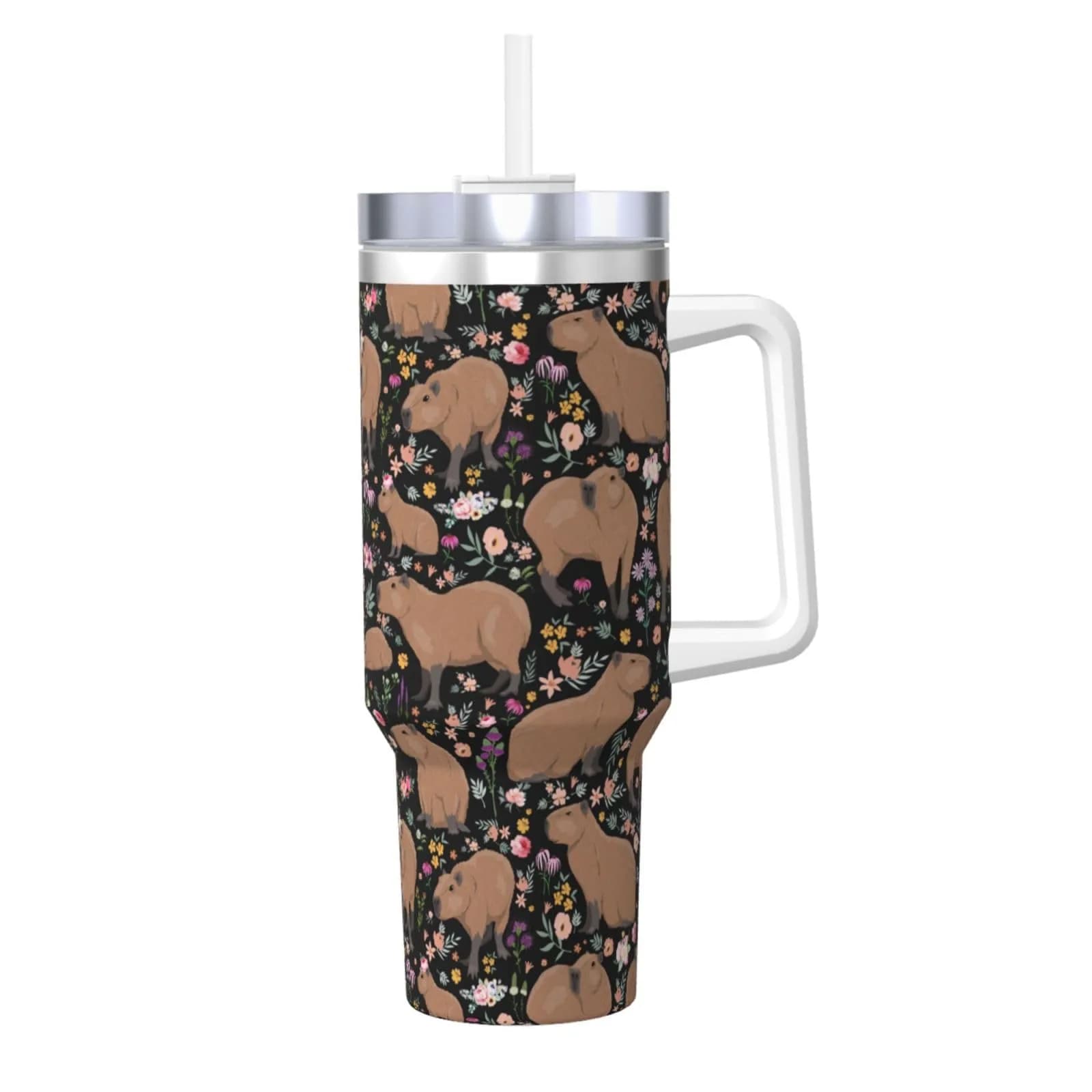 Vasietrng Capybara Tumbler 1183ml (40oz) | Cute Stainless Steel Vacuum Insulated Water Bottle with Handle, Lid & Straw for Girls, Teens, Women, Men - main product image