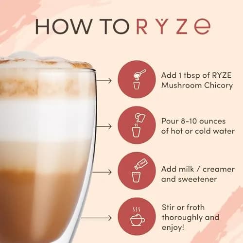 RYZE Organic Mushroom Chicory Decaf Coffee Alternative 6.3 Oz | Caffeine-Free Adaptogenic Superfood thumbnail 7
