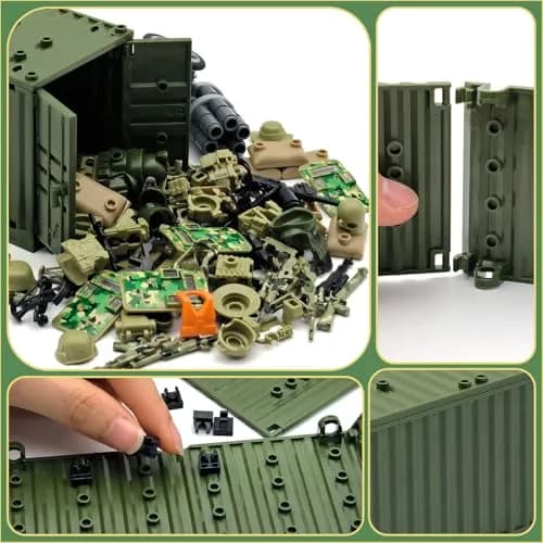 ALEYOOTECHE Modern Military Weapon Pack 220PCS | Army Swat Team Building Bricks for Kids 9+ | Green Plastic thumbnail 6