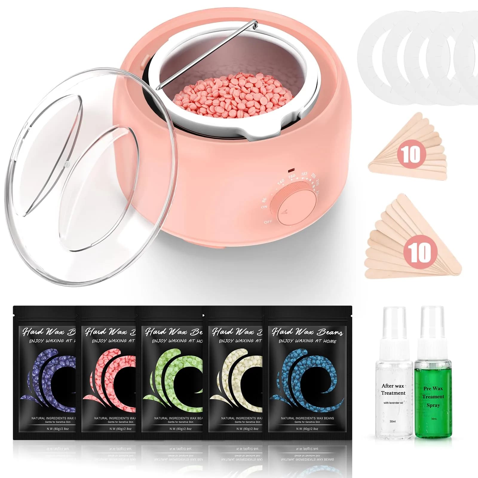 TIKESI Waxing Kit with Warmer 14oz | Full Body Hair Removal for Women Men — Blush