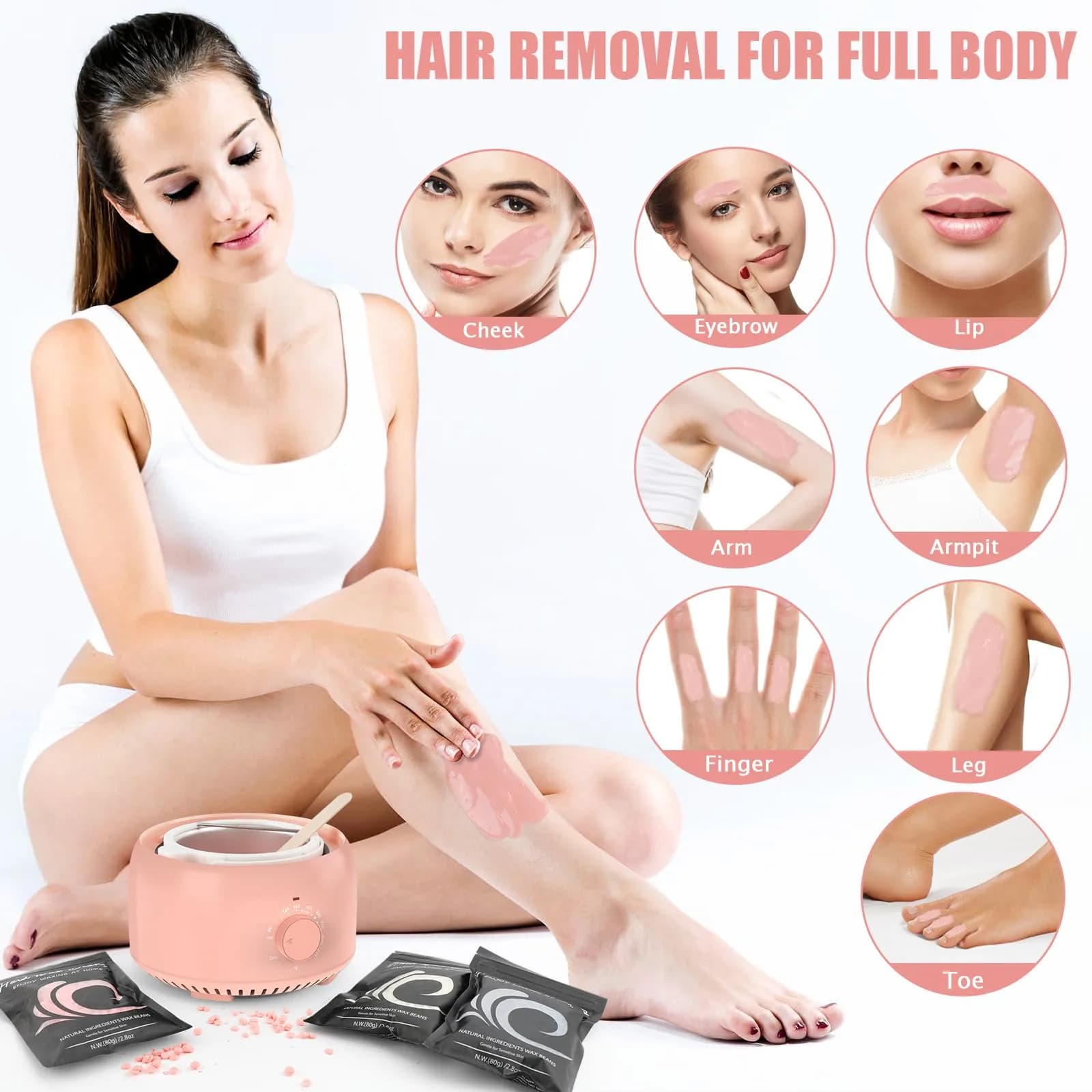 TIKESI Waxing Kit for Hair Removal 14oz | Full Body, Face, Bikini, Men & Women thumbnail 5