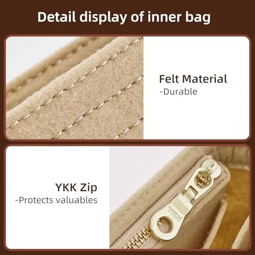 Doxo Felt Purse Organizer Insert for Longchamp Le Pliage Mini XS Bag, Beige 15.5cm (6.1"W) x 4.8cm (1.9"D) x 8.9cm (3.5"H) | Protects Bag Interior thumbnail 5