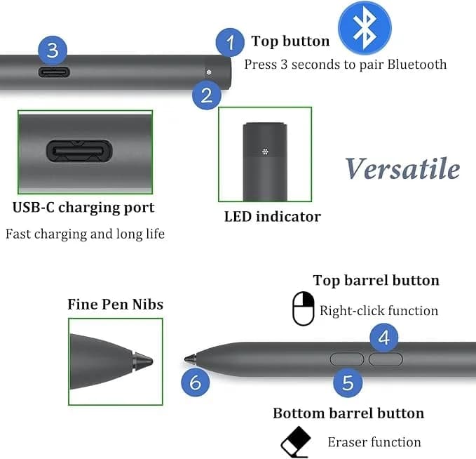 LiXiongBao Premier Rechargeable Active Pen PN7522W for Dell 2-in-1 Laptops | High Sensitivity, Bluetooth thumbnail 5