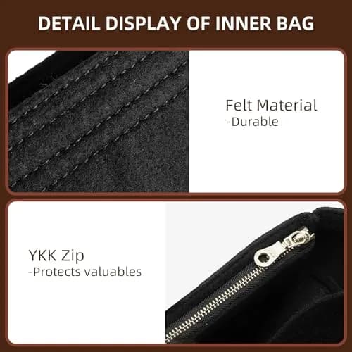 Doxo Felt Purse Organizer Insert for Longchamp Le Pliage Mini XS Bag, Black | 16cm (6.1"W) x 5cm (1.9"D) x 9cm (3.5"H) thumbnail 4