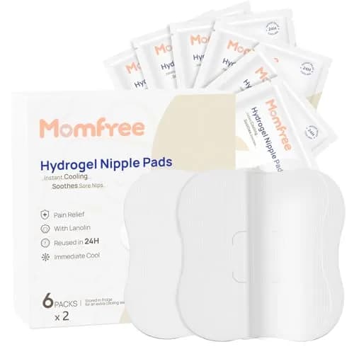 Momfree Hydrogel Nipple Gel Pads for Breastfeeding (12 Count) | Soothing Cooling Relief for New Mothers thumbnail 1