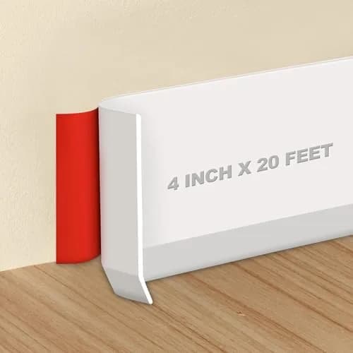 Storystore Wall Baseboard Trim 4 Inch 20 Feet | Flexible Self-Adhesive Rubber Wall Molding thumbnail 1