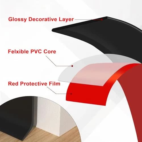 Storystore Wall Baseboard Trim 4 Inch x 20 Feet | Flexible Self-Adhesive Rubber Wall Molding thumbnail 4