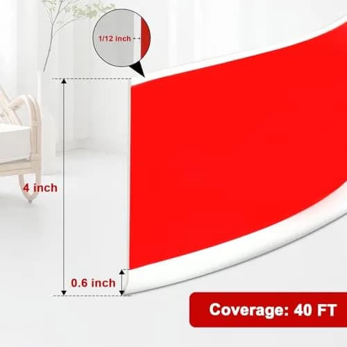 Storystore Flexible Self-Adhesive Rubber Baseboard Trim 10.16 cm x 12.19 m (4 Inch x 40 Feet) | Peel and Stick Wall Molding thumbnail 2