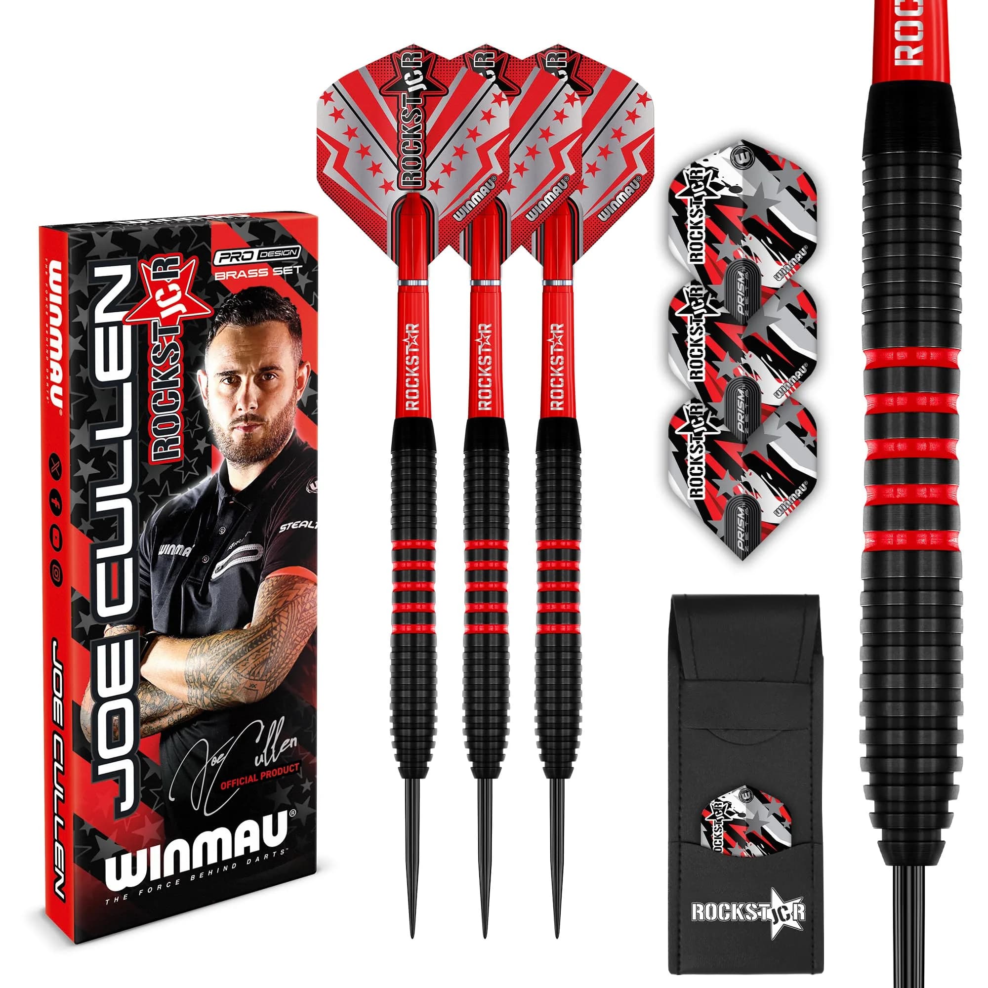 Winmau Darts Joe Cullen Rockstar 20g Brass Darts Set with Flights & Shafts | Precise Control & Iconic Style - main product image