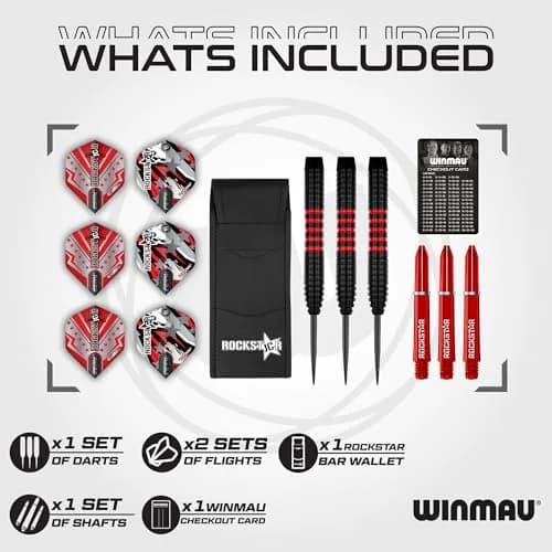 Winmau Darts Joe Cullen Rockstar 20g Brass Darts Set with Flights & Shafts | Precise Control & Iconic Style thumbnail 2