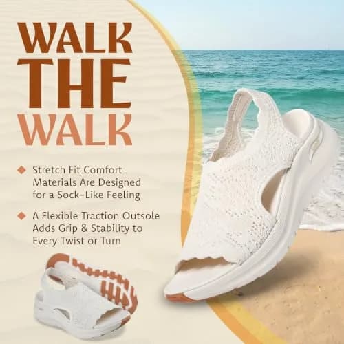 Skechers Women's Arch Fit 2.0 Flawless Choice Crochet Knit Sandal 1.75-inch Heel, Off-White (US 6 / 23.5cm) thumbnail 4