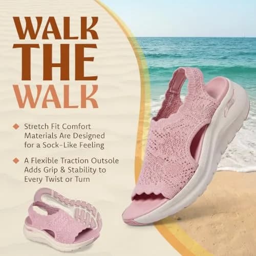 Skechers Women's Arch Fit 2.0 Flawless Choice Crochet Knit H-Band Sandal 1.75" Wedge Heel | Podiatrist-Certified Arch Support thumbnail 4