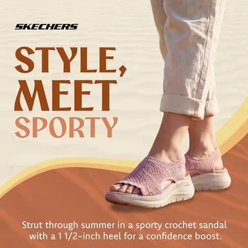 Skechers Women's Arch Fit 2.0 Flawless Choice Crochet Knit H-Band Sandal 1.75" Wedge Heel | Podiatrist-Certified Arch Support thumbnail 2