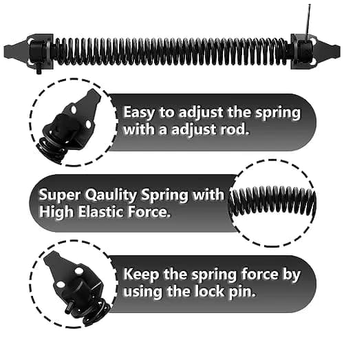 SKYSEN 14 Inch Black Self-Closing Fence Gate Spring (2-Pack) | Heavy Duty Carbon Steel for Wooden & Vinyl Gates thumbnail 4