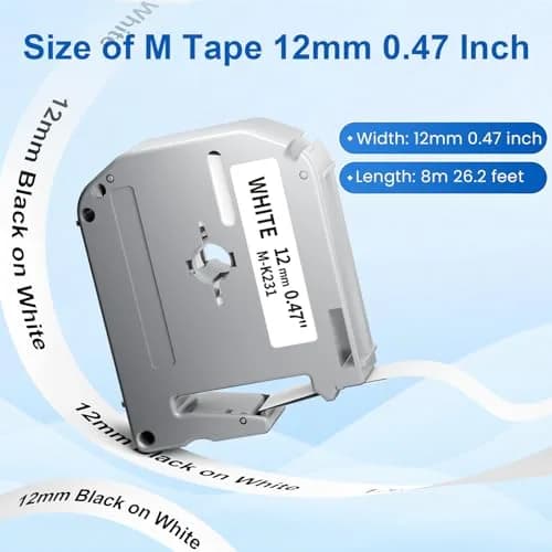 Labelife MK231 Label Tape 12mm White | Indoor Durable Non-Laminated Tape thumbnail 3