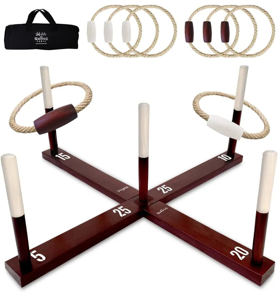 Swooc Rustic Ring Toss Game | All Weather Outdoor Yard Activity for Kids & Adults (16.5 in x 8.5 in) — X-Large