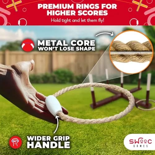 Swooc Rustic Ring Toss Game XL Size | All Weather Outdoor Yard Toy for Adults & Kids thumbnail 4