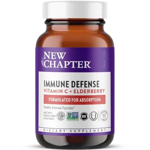 New Chapter Vitamin C Immune Defense Supplement, 90 Count | Organic Elderberry & Stress Support thumbnail 1