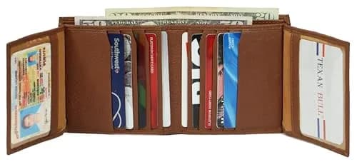 Bullz Genuine Cow Leather Thick Dual Credit Card Wallet | RFID Bifold Large Men’s Wallet (Tan) thumbnail 5