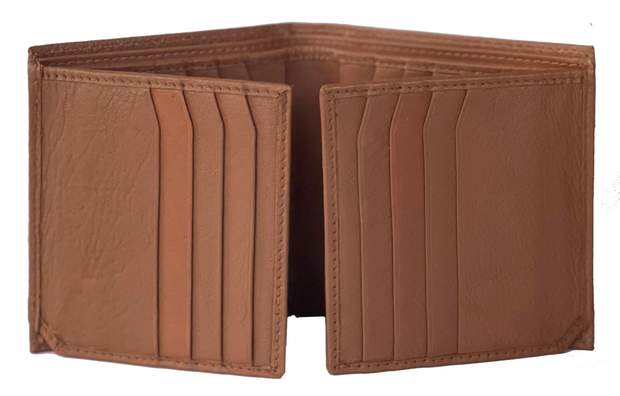Bullz Genuine Cow Leather Thick Dual Credit Card Wallet | RFID Bifold Large Men’s Wallet (Tan) - main product image