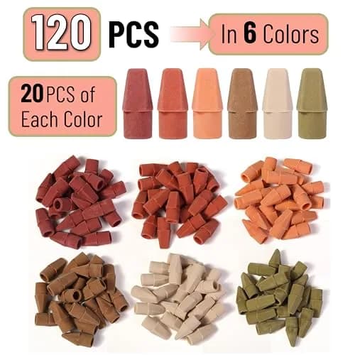 Mr. Pen Pencil Eraser Toppers, 120 Pack, Autumn Earth Colors | Bulk Pack Eraser thumbnail 2