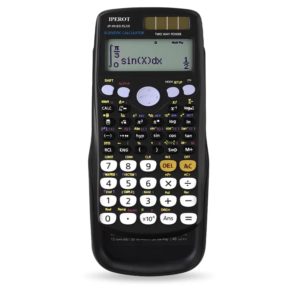 IPEROT Math Solar Calculator with 417 Functions & Dual Power | 16.5 cm (6.5 in) Display