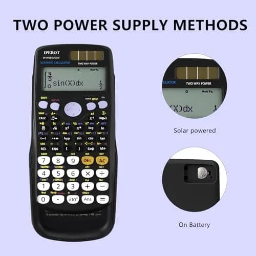 IPEROT Math Solar Calculator with 417 Functions & Dual Power | 16.5 cm (6.5 in) Display thumbnail 3