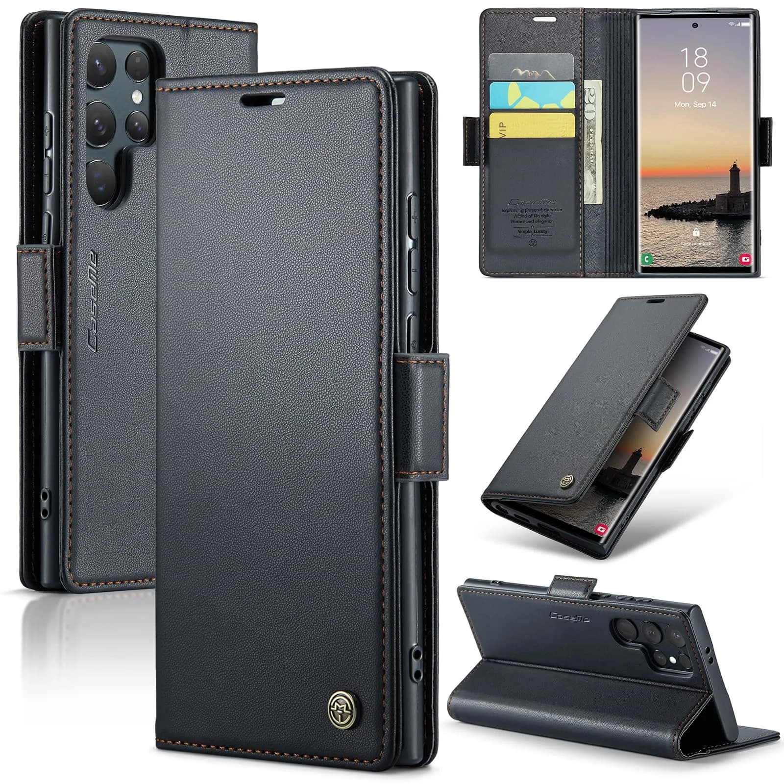 Rerzoiro Samsung Galaxy S24 Ultra Wallet Case | RFID Blocking PU Leather Flip Cover - main product image