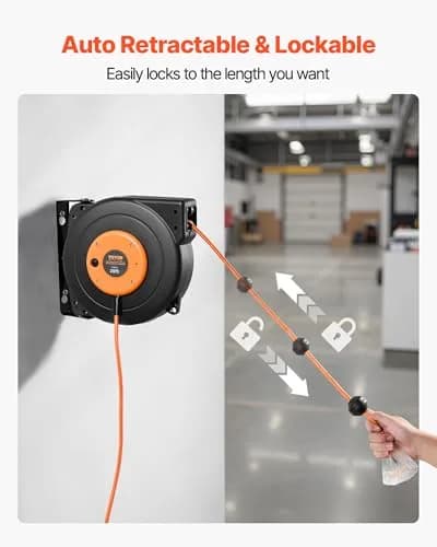 VEVOR 30FT Retractable Extension Cord Reel 9.14m (30ft) | Heavy Duty 16AWG SJTOW Cord with 10A Circuit Breaker thumbnail 5