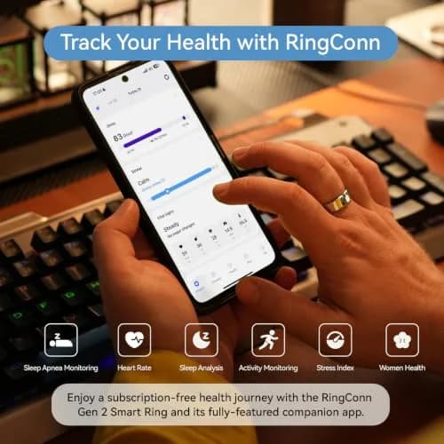 RingConn Gen 2 Smart Ring Gold Size 6 | Sleep Apnea Monitoring with 12-Day Battery Life thumbnail 3