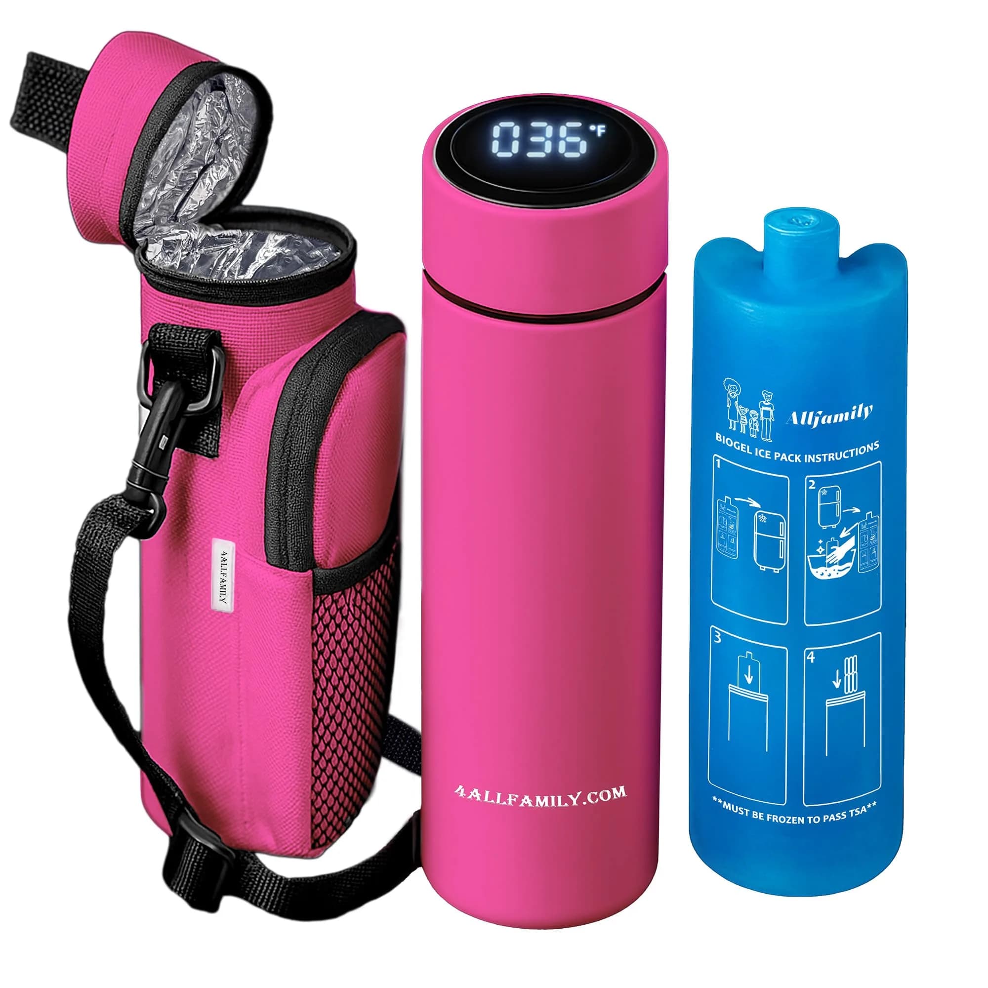 4ALLFAMILY Nomad Medium Pro Insulin Cooler Travel Case - Pink | Keeps Medication Cool for 27 Hours