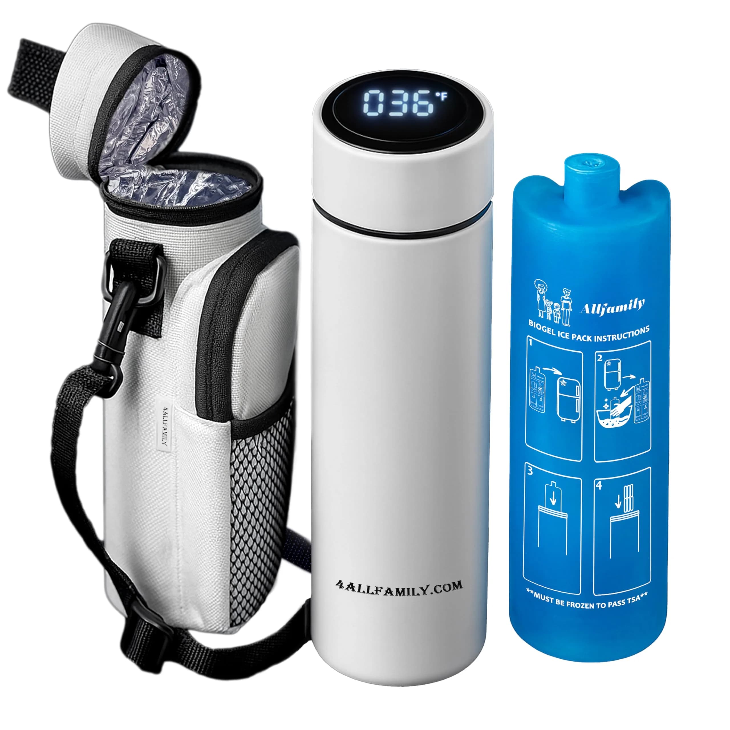 4ALLFAMILY Nomad Medium Pro Insulin Cooler Travel Case - White | Keeps Medication Cool for 27 Hours in 104°F Heat